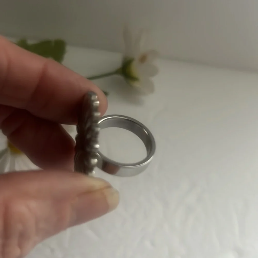 Stainless Steel sunflower Ring. - Picture 3 of 6